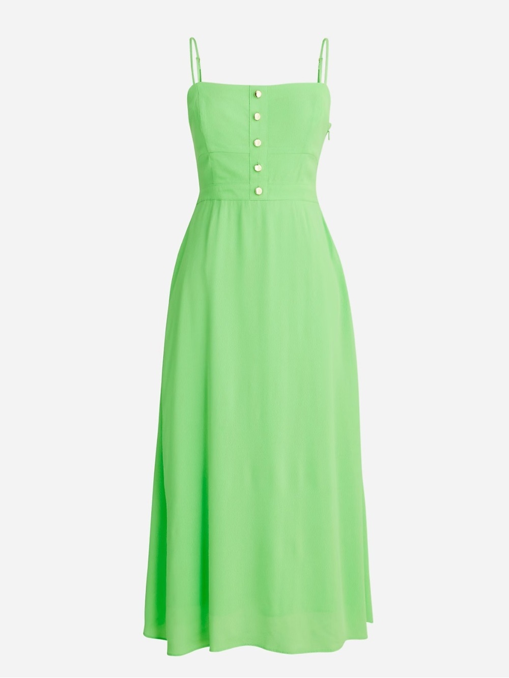 NWT J. Crew Squareneck A Line Sleeveless Midi Dress in Lime Green BR474 - 4